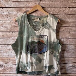 Upcycled Big Sur Bixby Bridge Bleach Dye Distressed Tank Top XL #vanlife